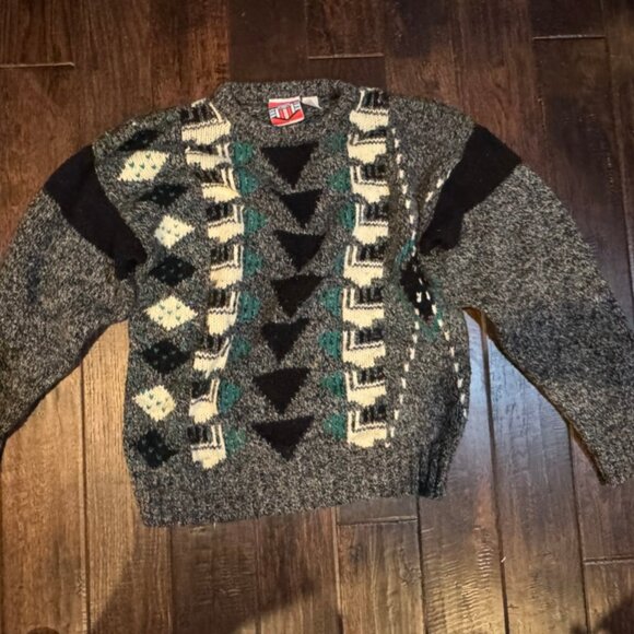 Urban Bandit Sweater L Large Blue White Coogi style Vintage 90s Y2K Crew Neck - Picture 3 of 10